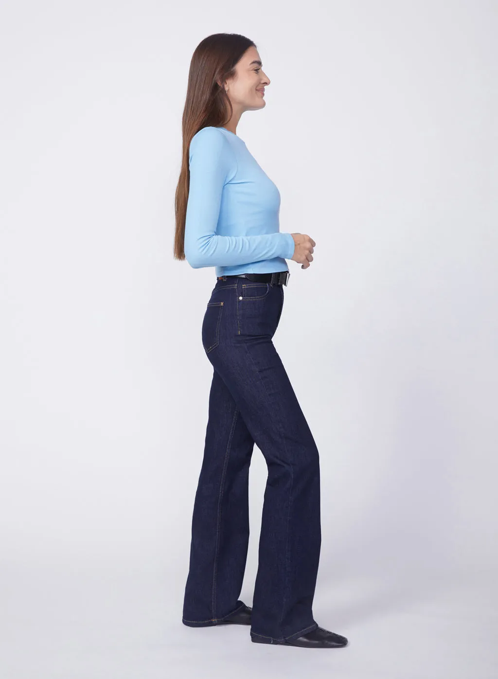 2X1 Rib Long Sleeve Scoop Top in Olympic Blue sold by Stateside product image thumbnail 2