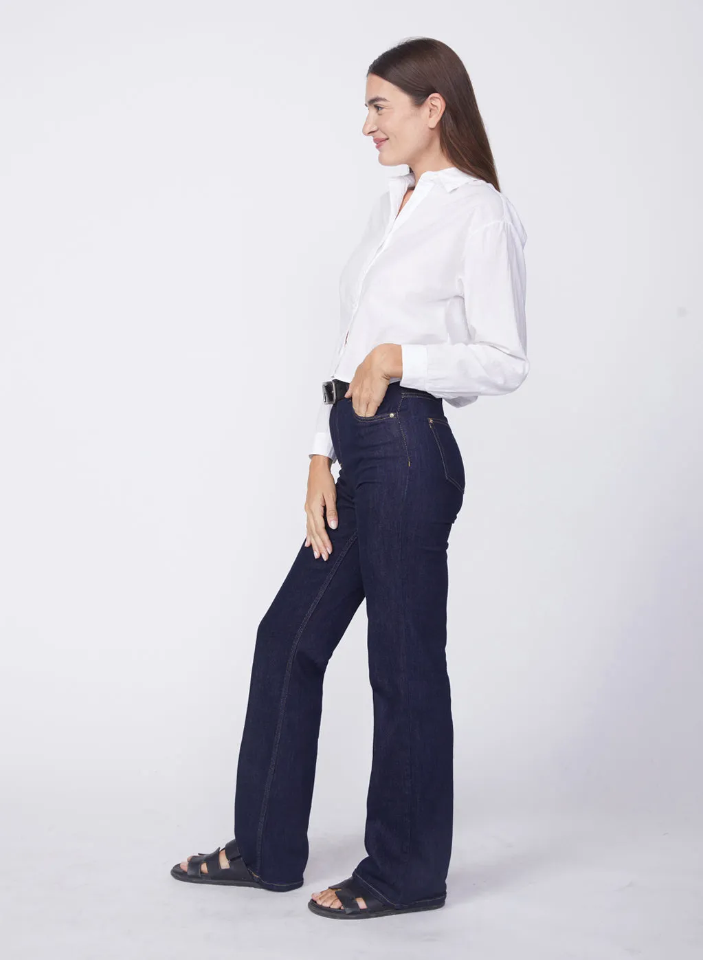 Voile Elastic Back Cropped Shirt in White sold by Stateside product image thumbnail 2