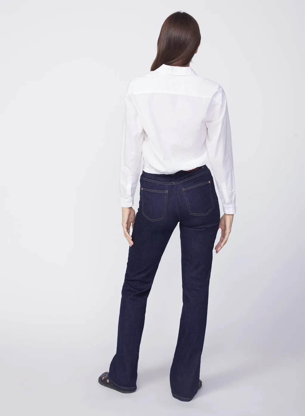 Voile Elastic Back Cropped Shirt in White sold by Stateside product image thumbnail 3