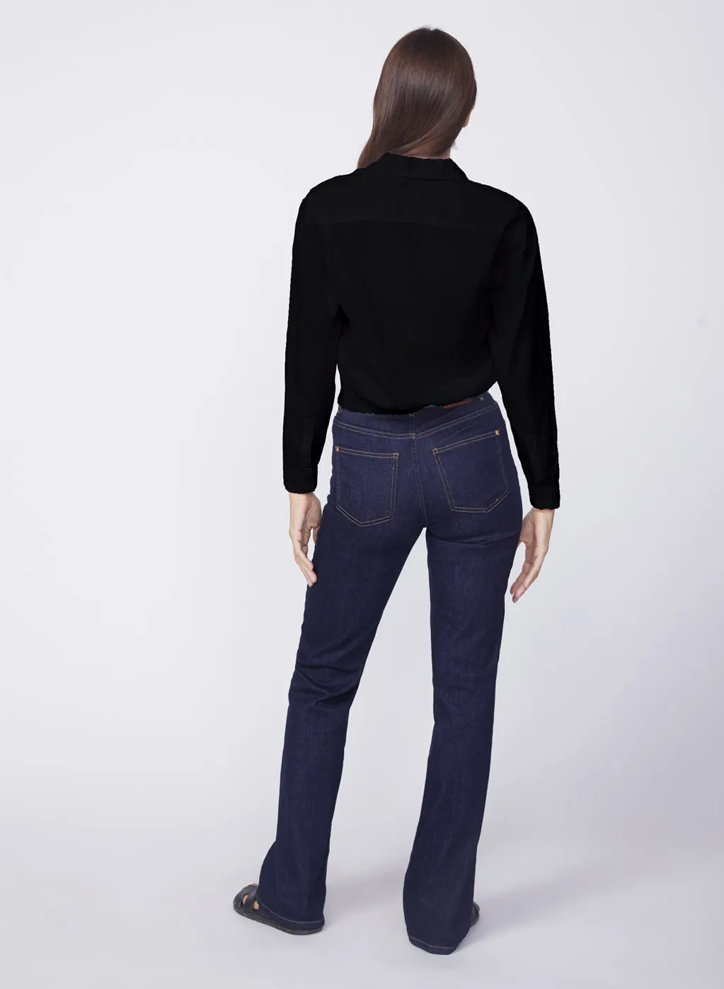 Voile Elastic Back Cropped Shirt in Black sold by Stateside product image thumbnail 3