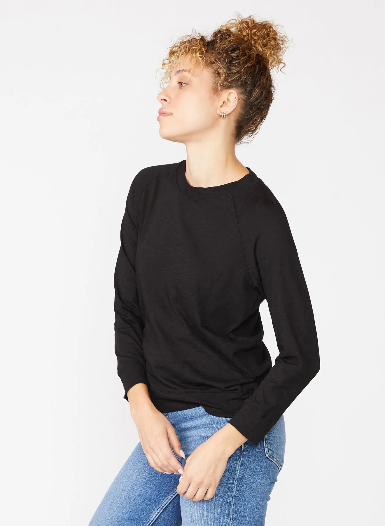 Supima Slub Jersey Sweatshirt Tee in Black sold by Stateside product image thumbnail 3