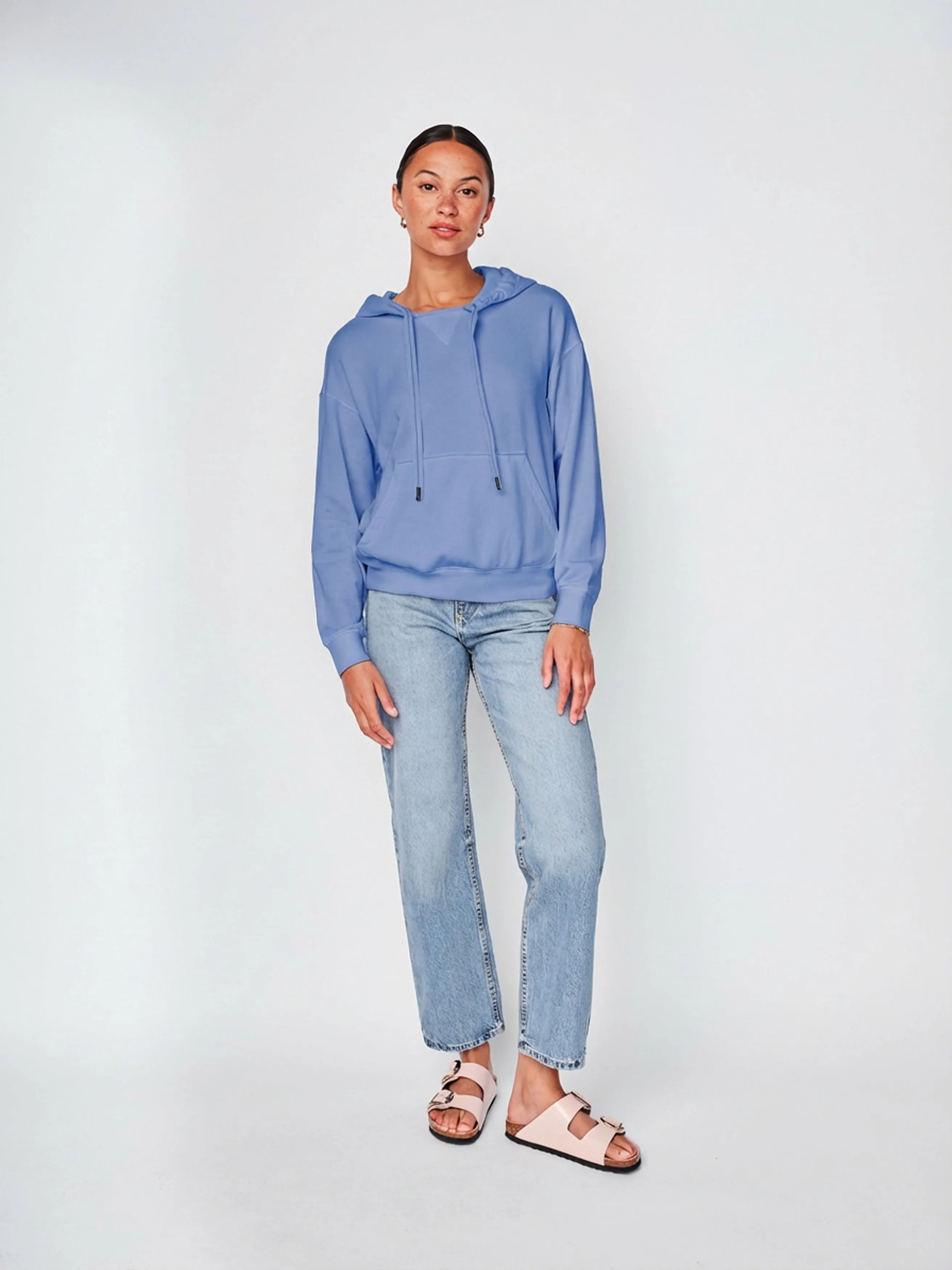 Softest Fleece Hood Pullover in Soft Blue sold by Stateside