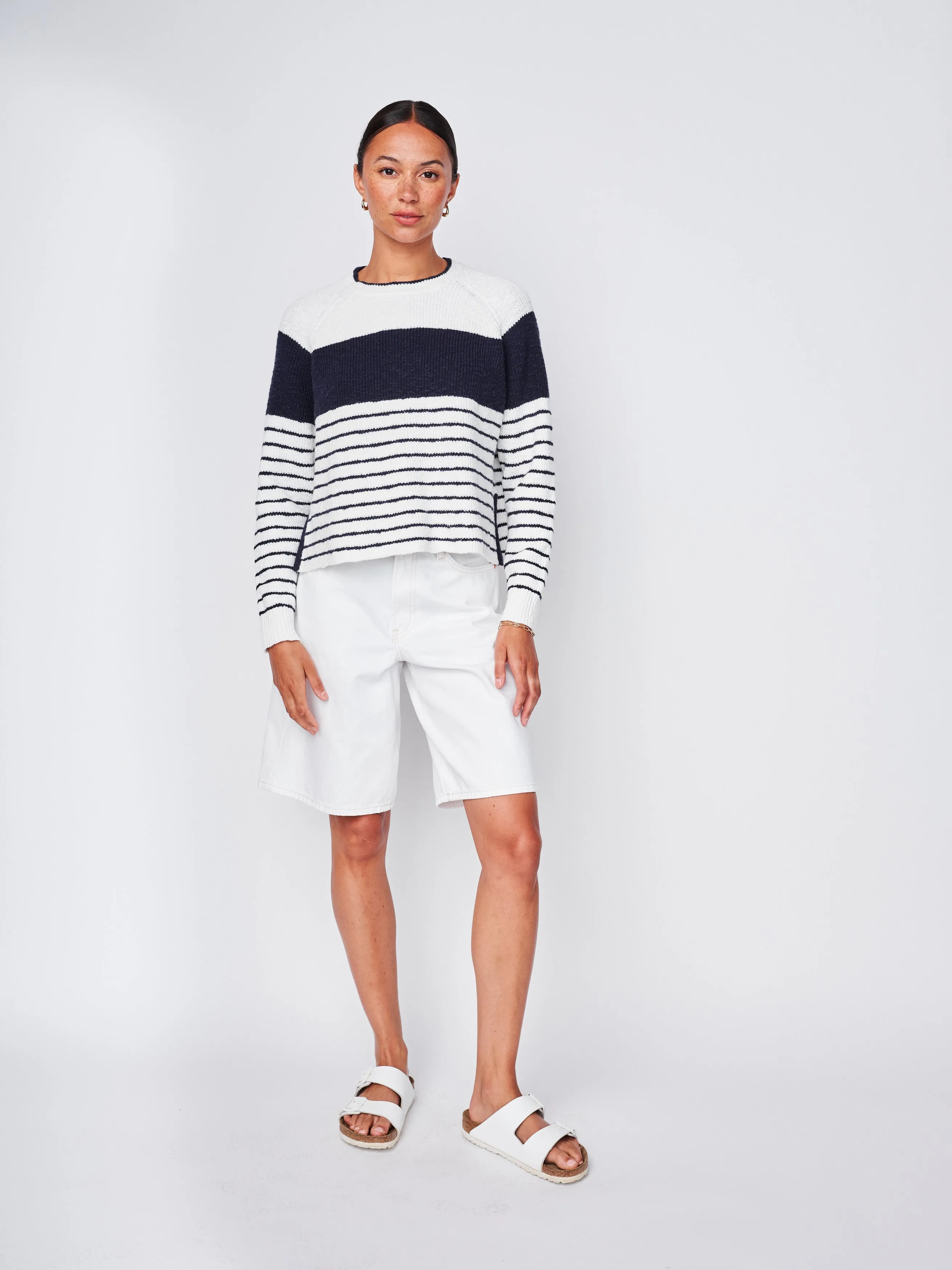 Sailor Stripe Pullover Sweater in White/New Navy sold by Stateside product image thumbnail 5