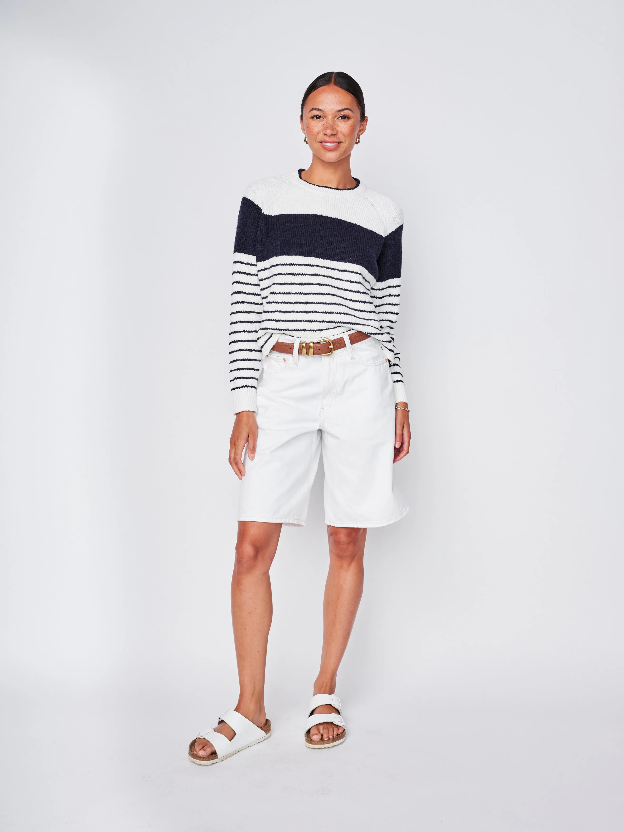 Sailor Stripe Pullover Sweater in White/New Navy sold by Stateside product image thumbnail 2