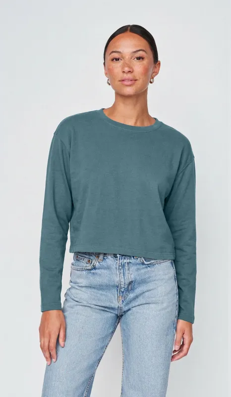 Cloud Jersey Long Sleeve Crew in Winter Green sold by Stateside