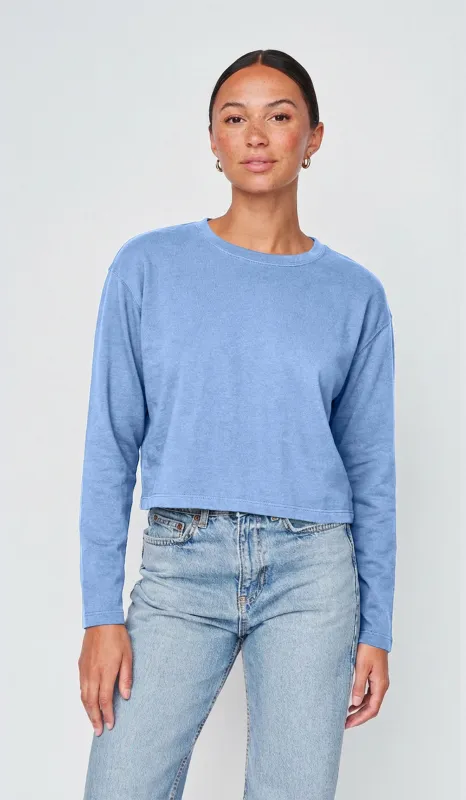 Cloud Jersey Long Sleeve Crew in Soft Blue sold by Stateside