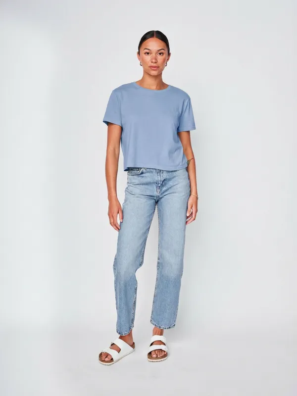 Cloud Jersey Short Sleeve Crew in Soft Blue sold by Stateside