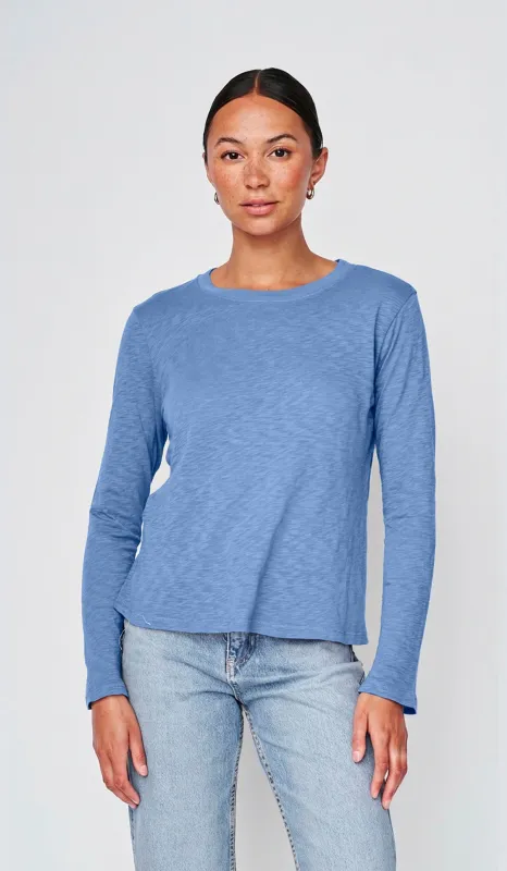 Supima Slub Jersey Long Sleeve Crew in Soft Blue sold by Stateside