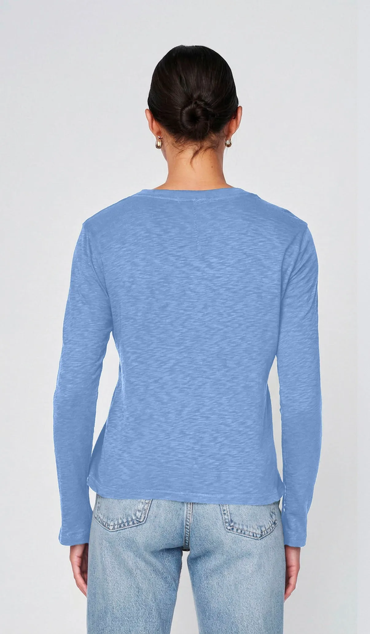 Supima Slub Jersey Long Sleeve Crew in Soft Blue sold by Stateside product image thumbnail 2