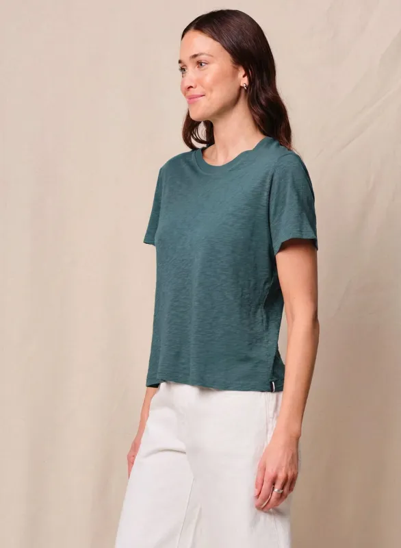 Supima Slub Jersey Short Sleeve Crew in Winter Green sold by Stateside
