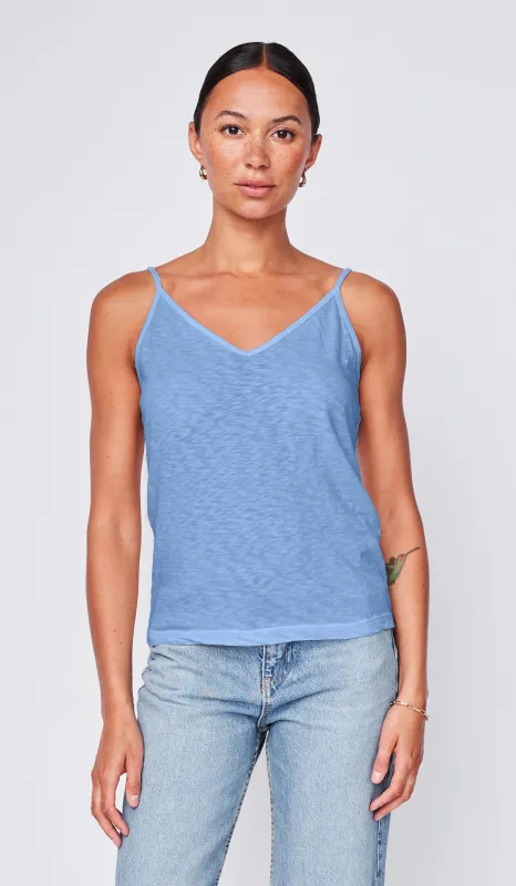 Supima Slub Jersey V-Neck Cami in Soft Blue made by Stateside