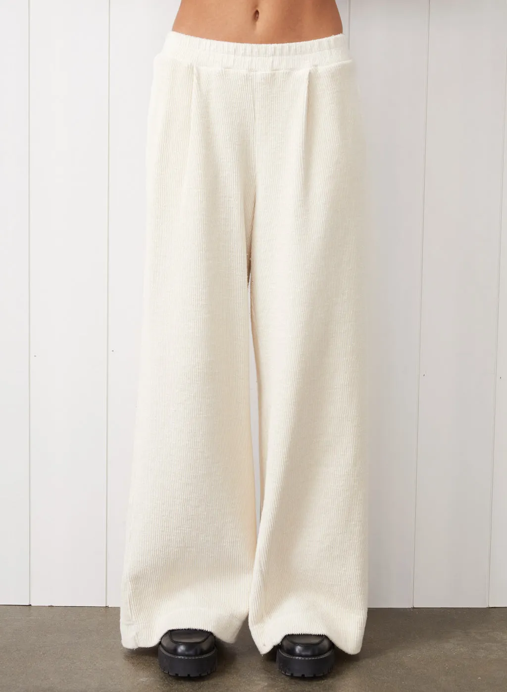 Jasper Knit Cord Half Zip Pullover & Wide Leg Trouser Set in Cream sold by Stateside product image thumbnail 2