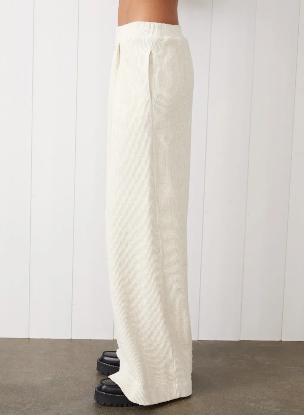 Jasper Knit Cord Half Zip Pullover & Wide Leg Trouser Set in Cream sold by Stateside product image thumbnail 3