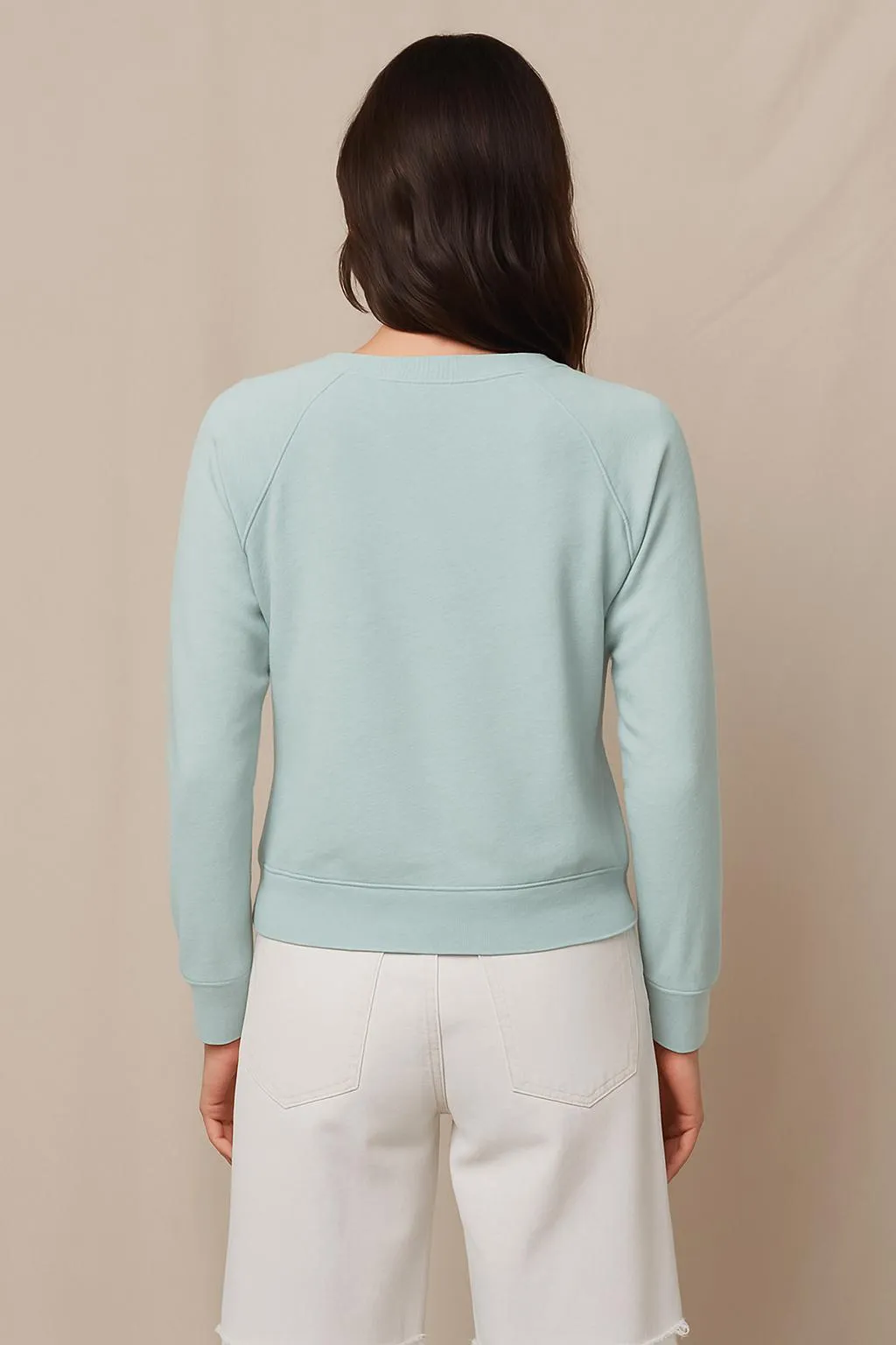 Supima Slub Jersey Raglan Sweatshirt Tee in Sea Glass sold by Stateside product image thumbnail 3