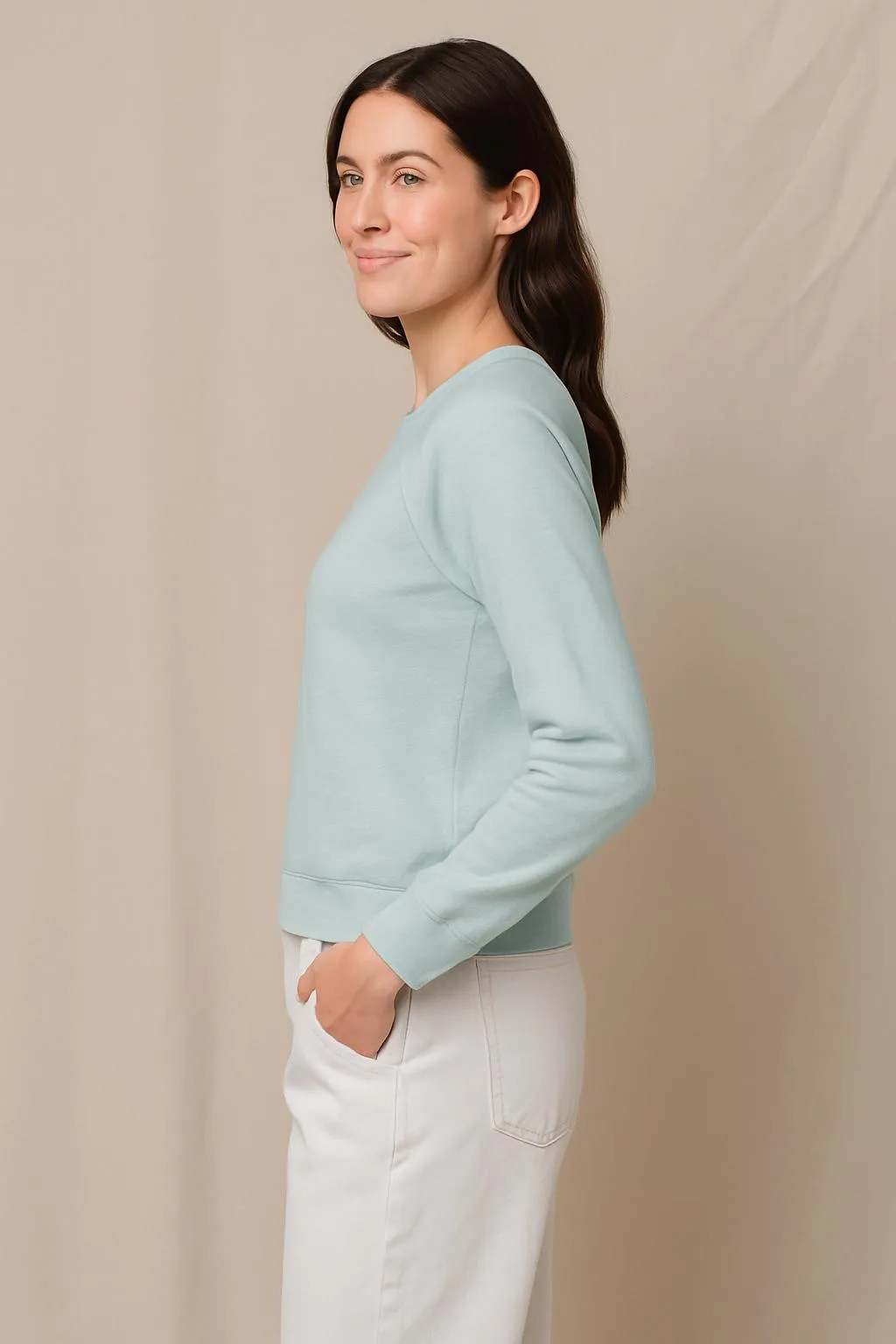 Supima Slub Jersey Raglan Sweatshirt Tee in Sea Glass sold by Stateside product image thumbnail 2