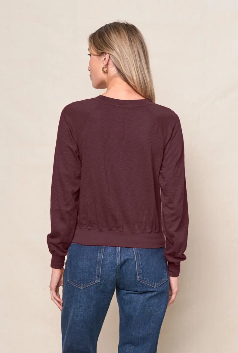 Supima Slub Jersey Raglan Sweatshirt Tee in Cabernet sold by Stateside product image thumbnail 2
