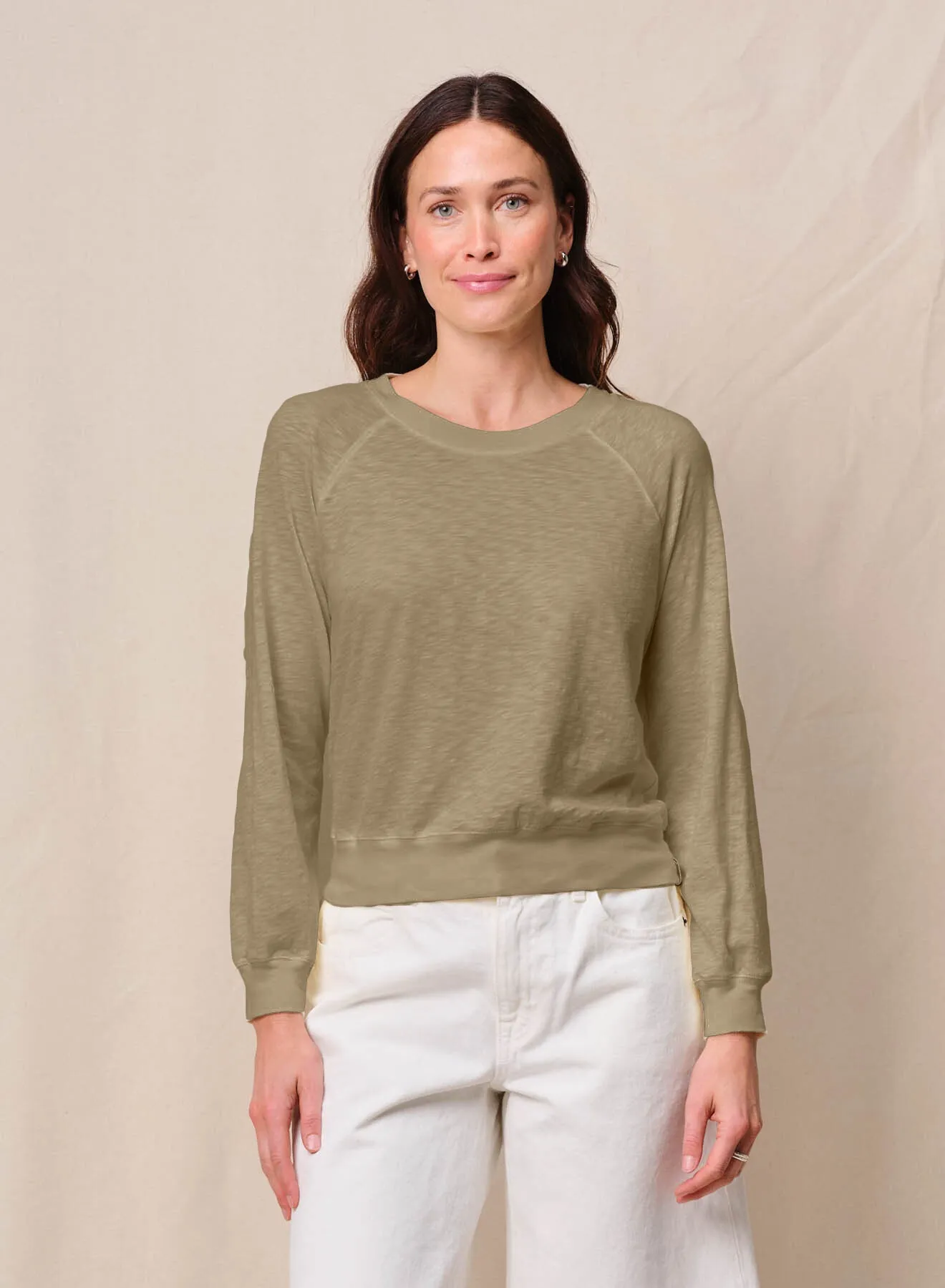 Supima Slub Jersey Raglan Sweatshirt Tee in Bay Leaf sold by Stateside product image thumbnail 2