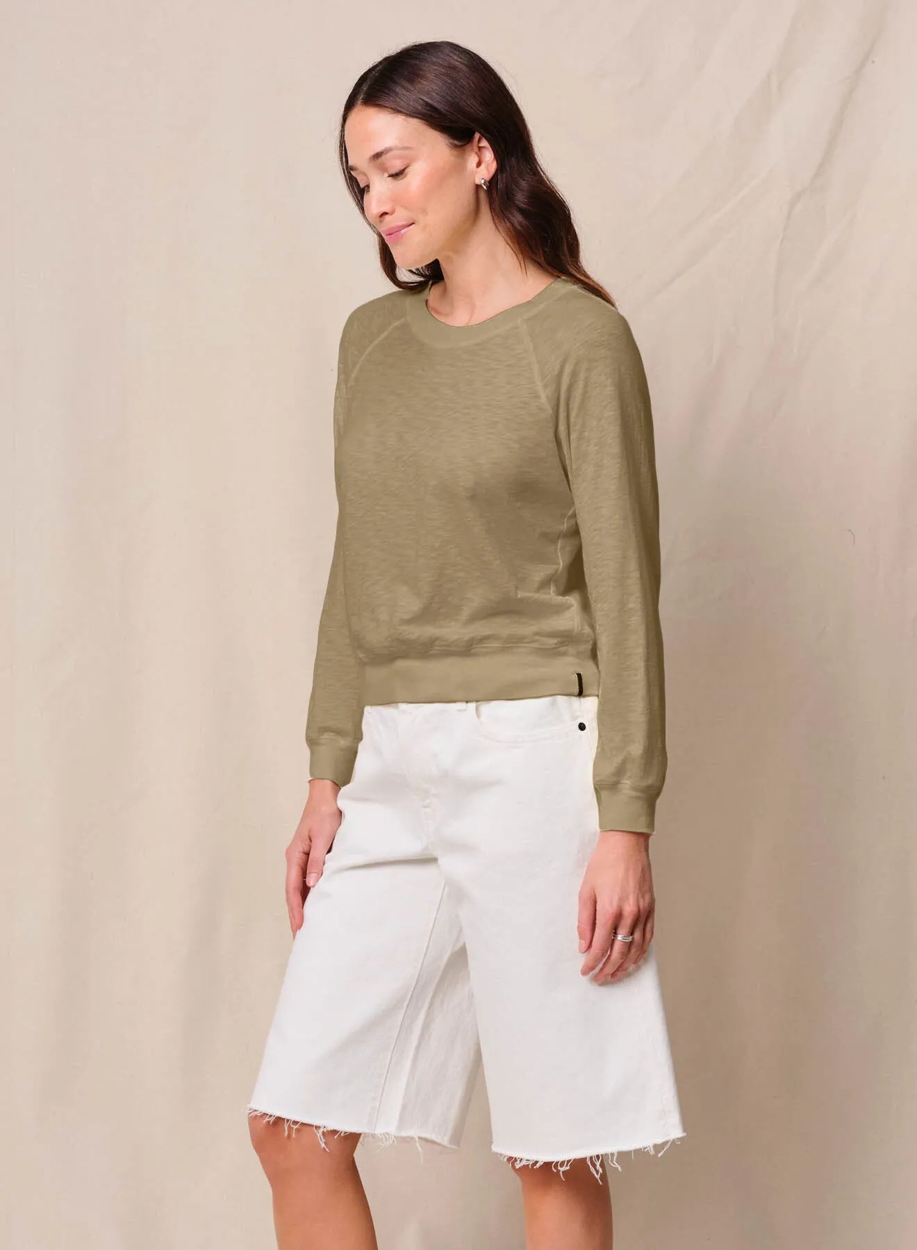 Supima Slub Jersey Raglan Sweatshirt Tee in Bay Leaf sold by Stateside product image thumbnail 4