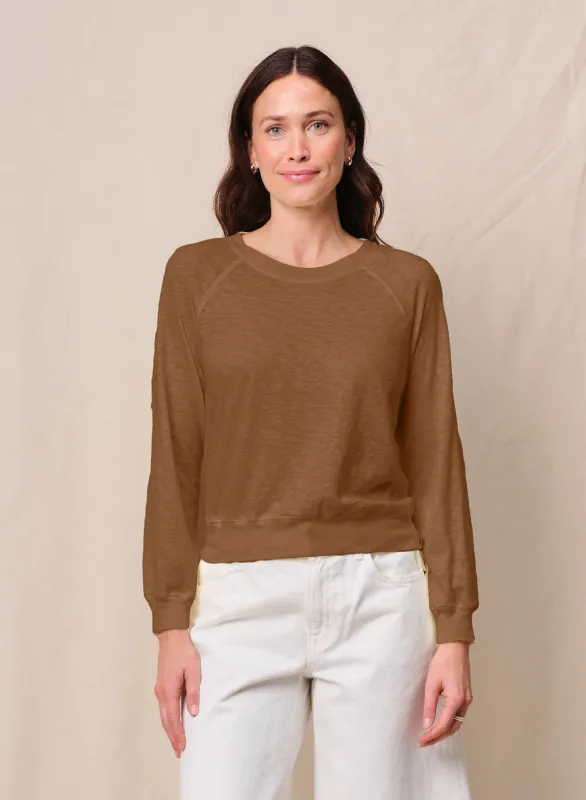 Supima Slub Jersey Raglan Sweatshirt Tee in Almond sold by Stateside