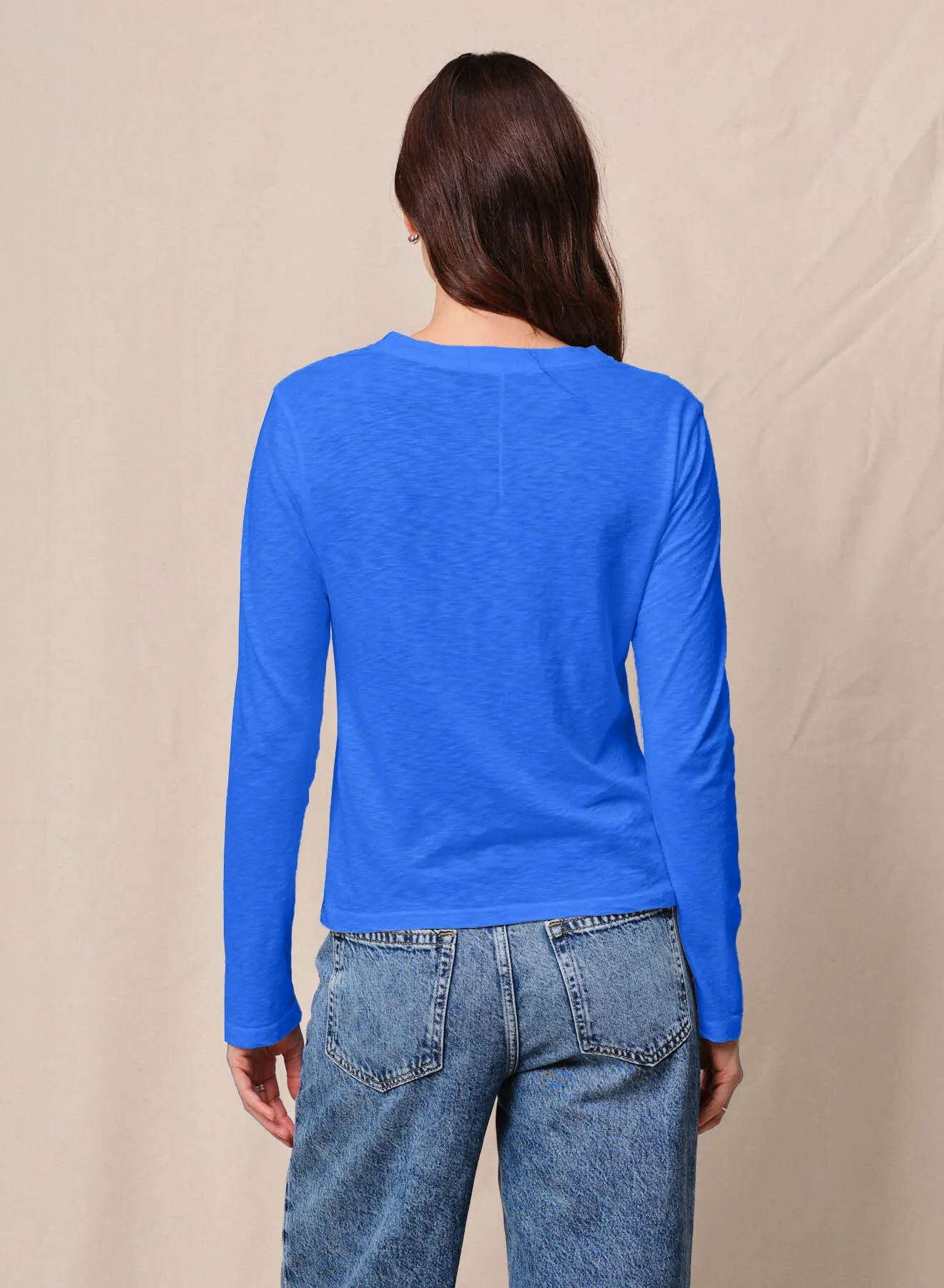 Supima Slub Jersey Long Sleeve Crew in Cobalt sold by Stateside product image thumbnail 2