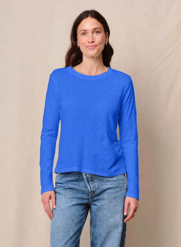 Supima Slub Jersey Long Sleeve Crew in Cobalt sold by Stateside