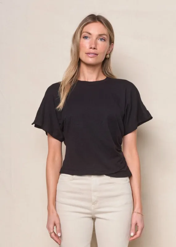 Supima Slub Jersey Side Ruched Dolman in Black sold by Stateside
