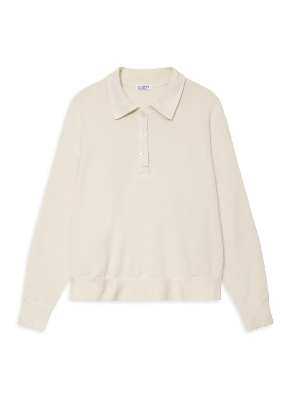 Softest Fleece Oversized Polo in Cream sold by Stateside