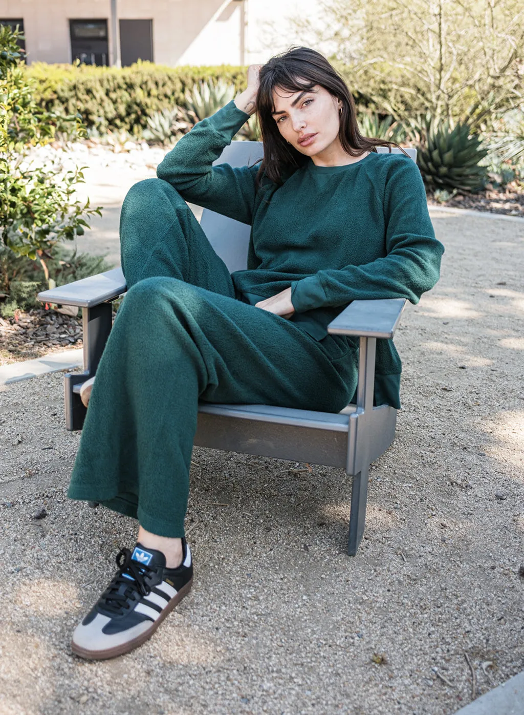 Sherpa Wide Leg Trouser in Rainforest sold by Stateside