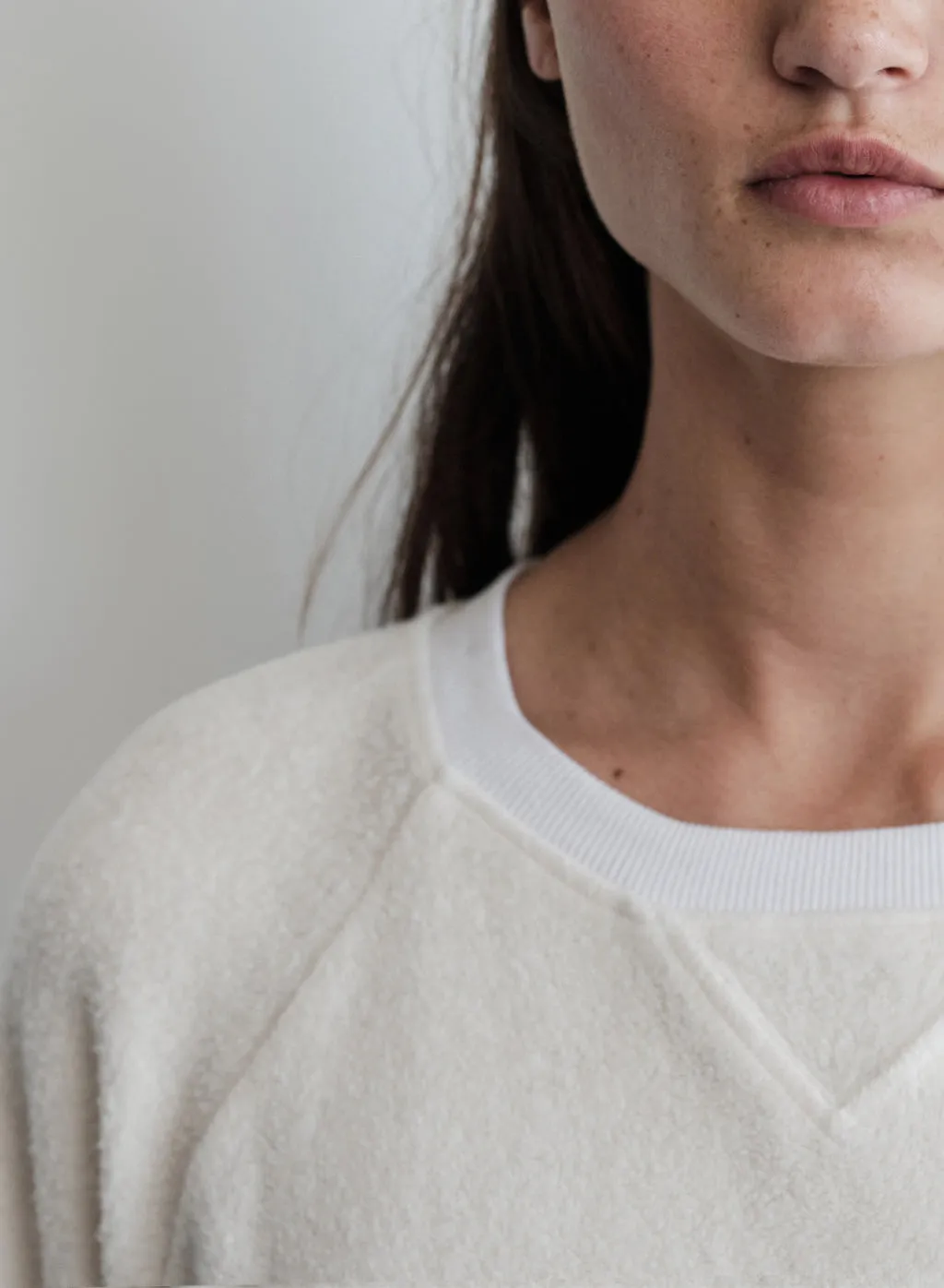 Sherpa Raglan Side Slit Sweatshirt in Cream sold by Stateside product image thumbnail 4