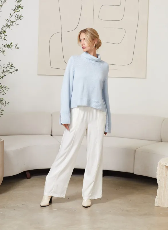 Stateside Cozy Cashmere Blend Turtleneck Sweater in Winter Sky sold by Stateside