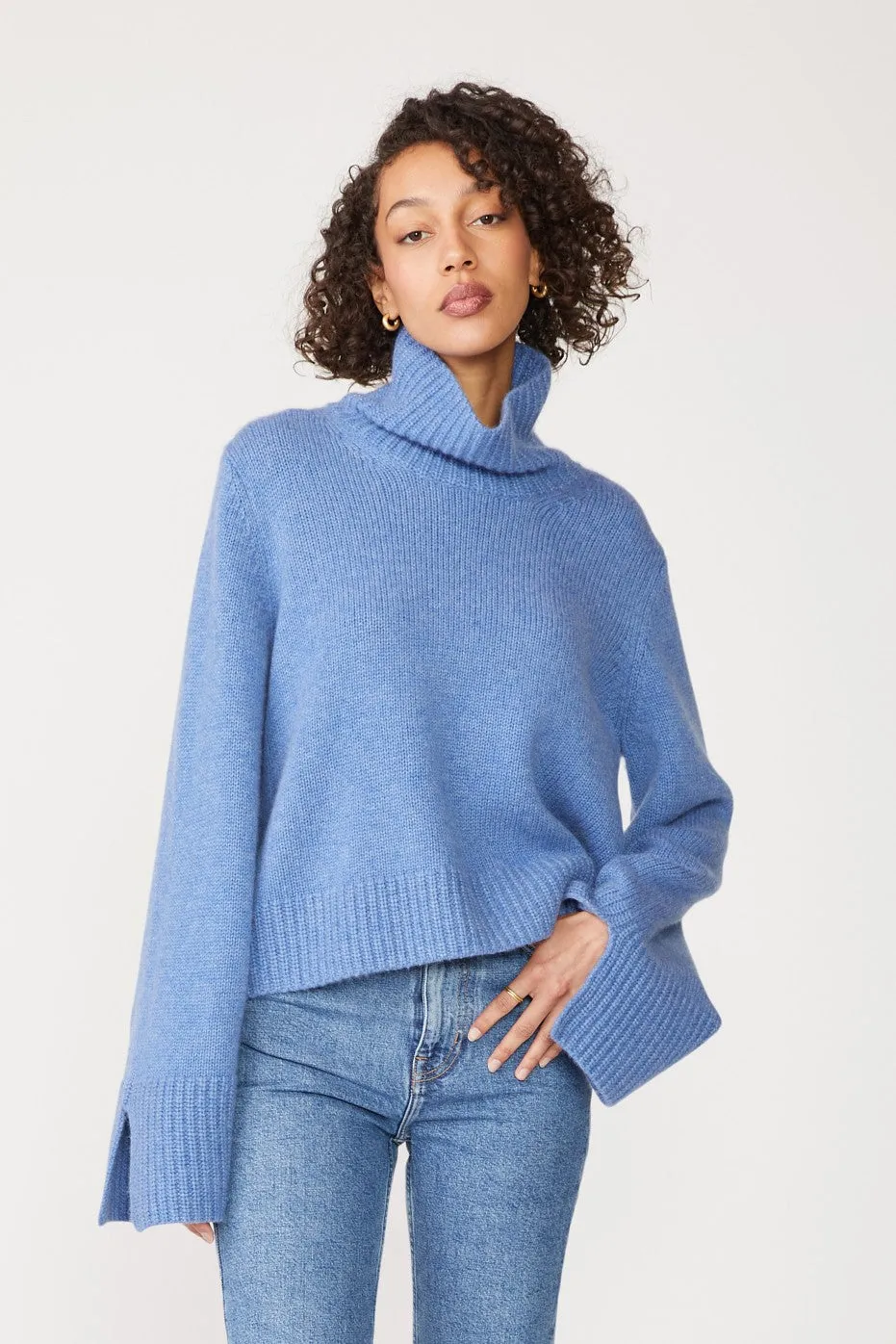 Cozy Cashmere Turtleneck Sweater in Powder Blue sold by Stateside product image thumbnail 4