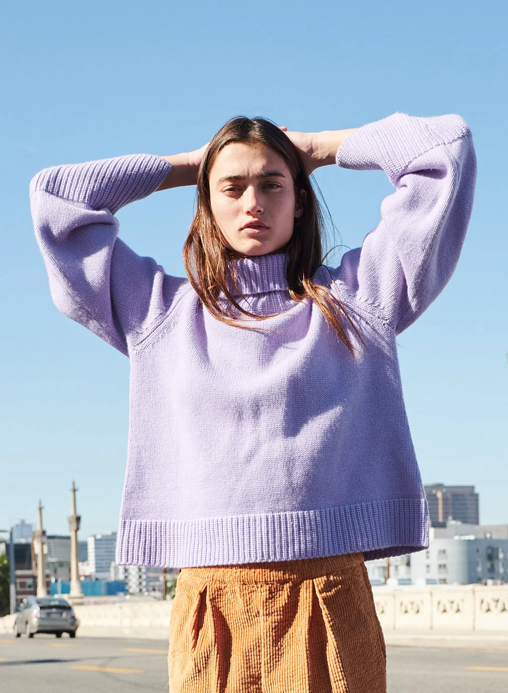 Cozy Cashmere Blend Turtleneck Sweater in Iris sold by Stateside product image thumbnail 3