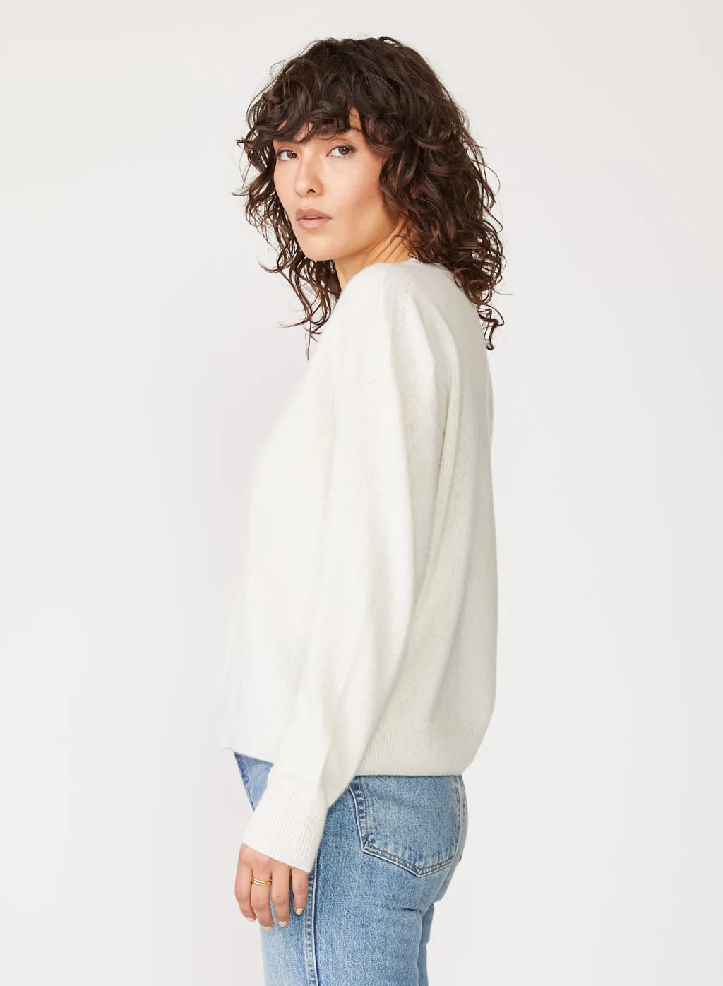 Stateside Brushed Cashmere Crew Sweater in Cream sold by Stateside product image thumbnail 4
