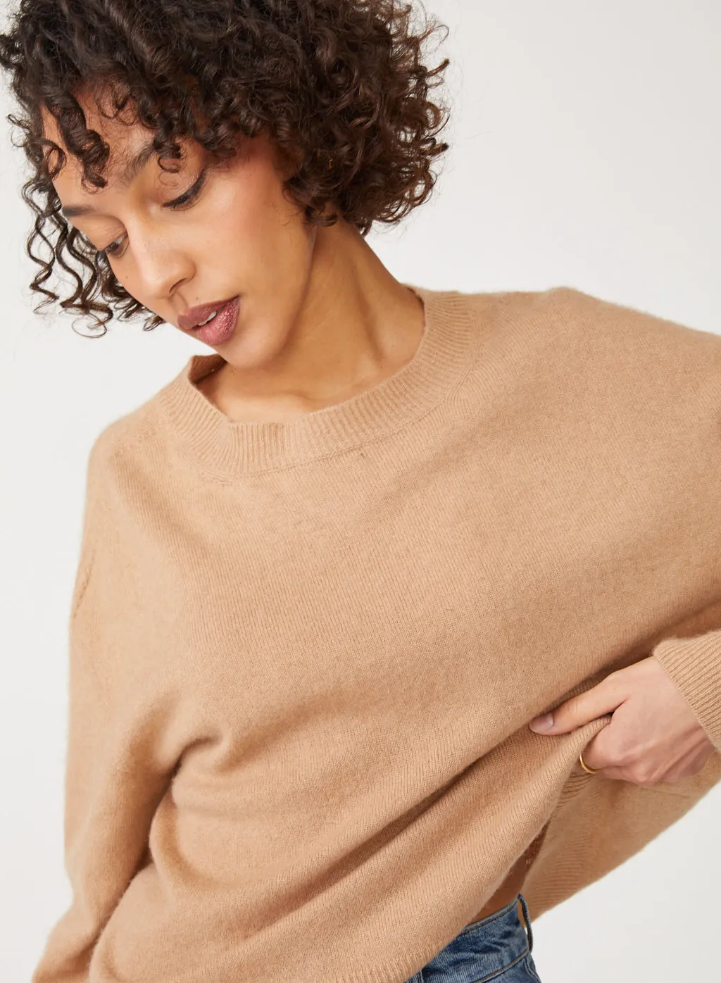 Brushed Cashmere Crew Sweater in Camel sold by Stateside product image thumbnail 3
