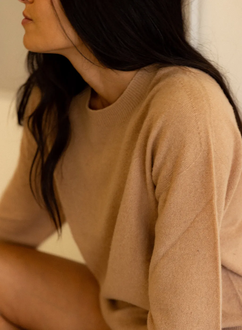 Brushed Cashmere Crew Sweater in Camel sold by Stateside product image thumbnail 2