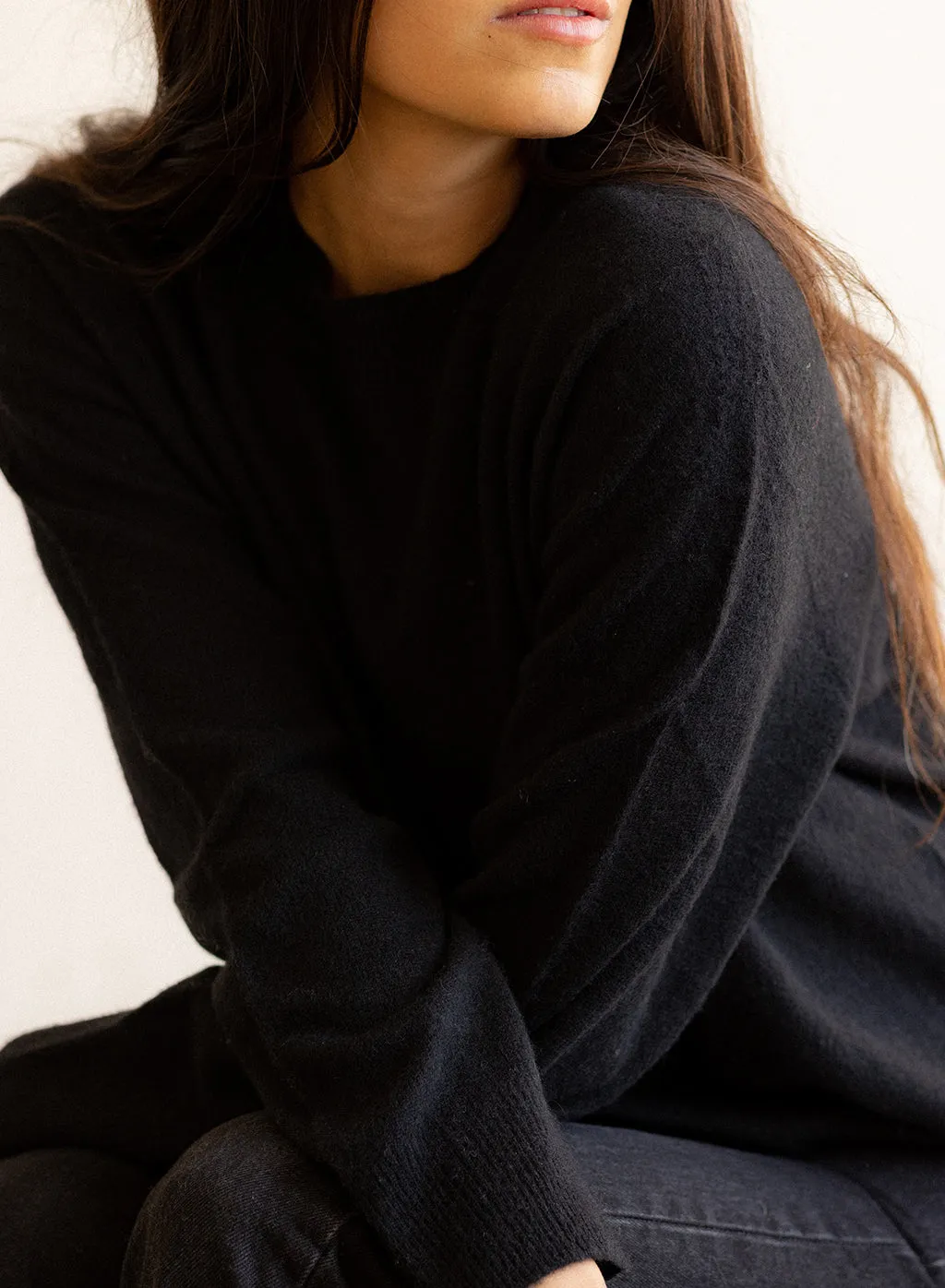 Brushed Cashmere Crew Sweater in Black sold by Stateside product image thumbnail 4