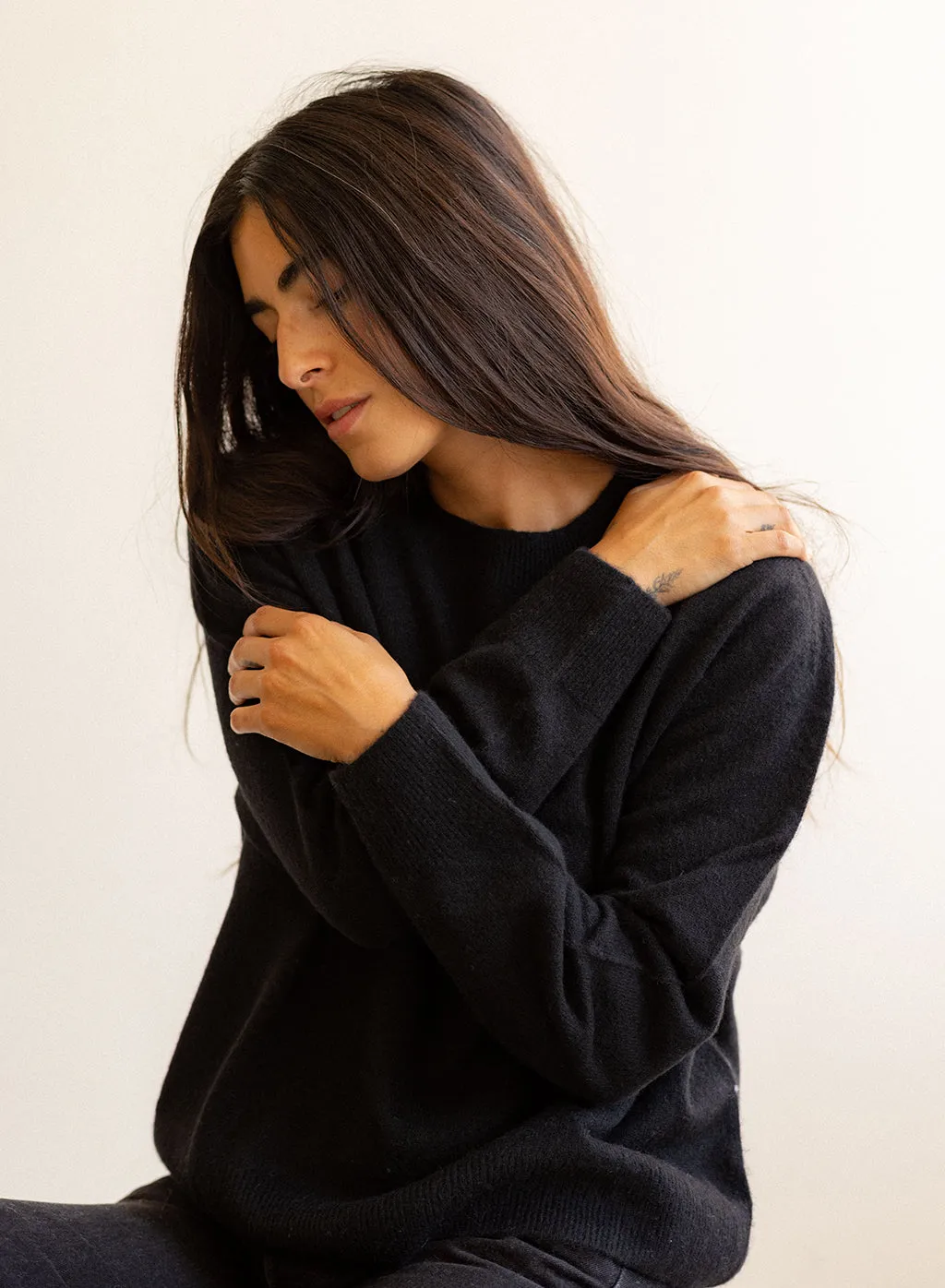 Brushed Cashmere Crew Sweater in Black sold by Stateside product image thumbnail 2