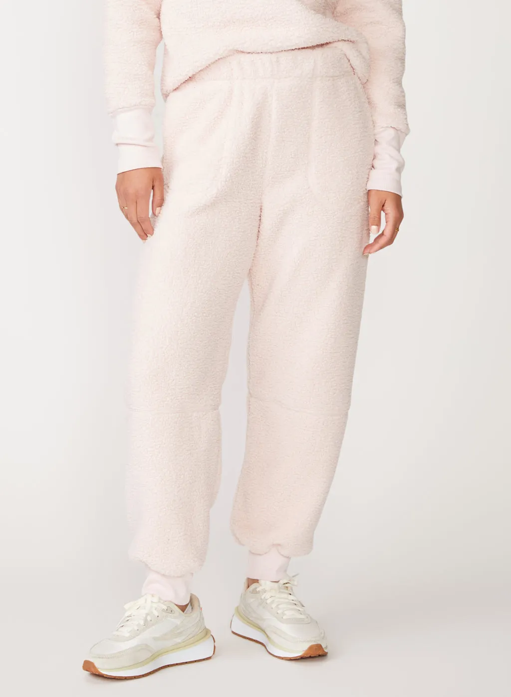 Double Faced Sherpa Jogger in Chalk Pink sold by Stateside product image thumbnail 4