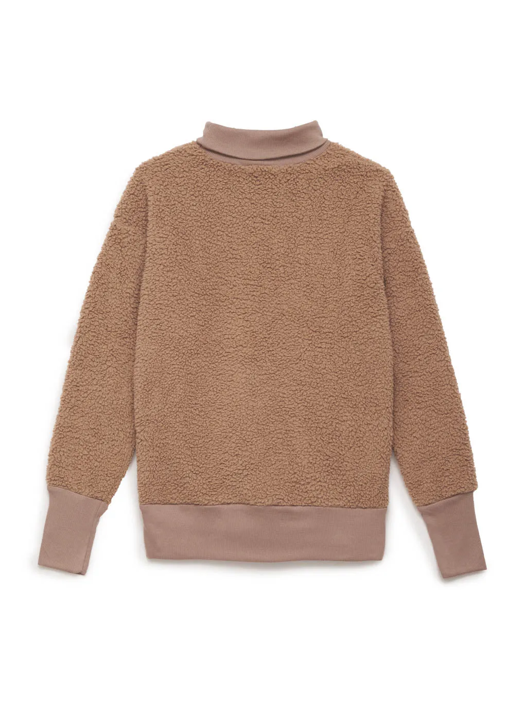 Double Faced Sherpa Long Sleeve Mock Neck Top in Mocha sold by Stateside product image thumbnail 2