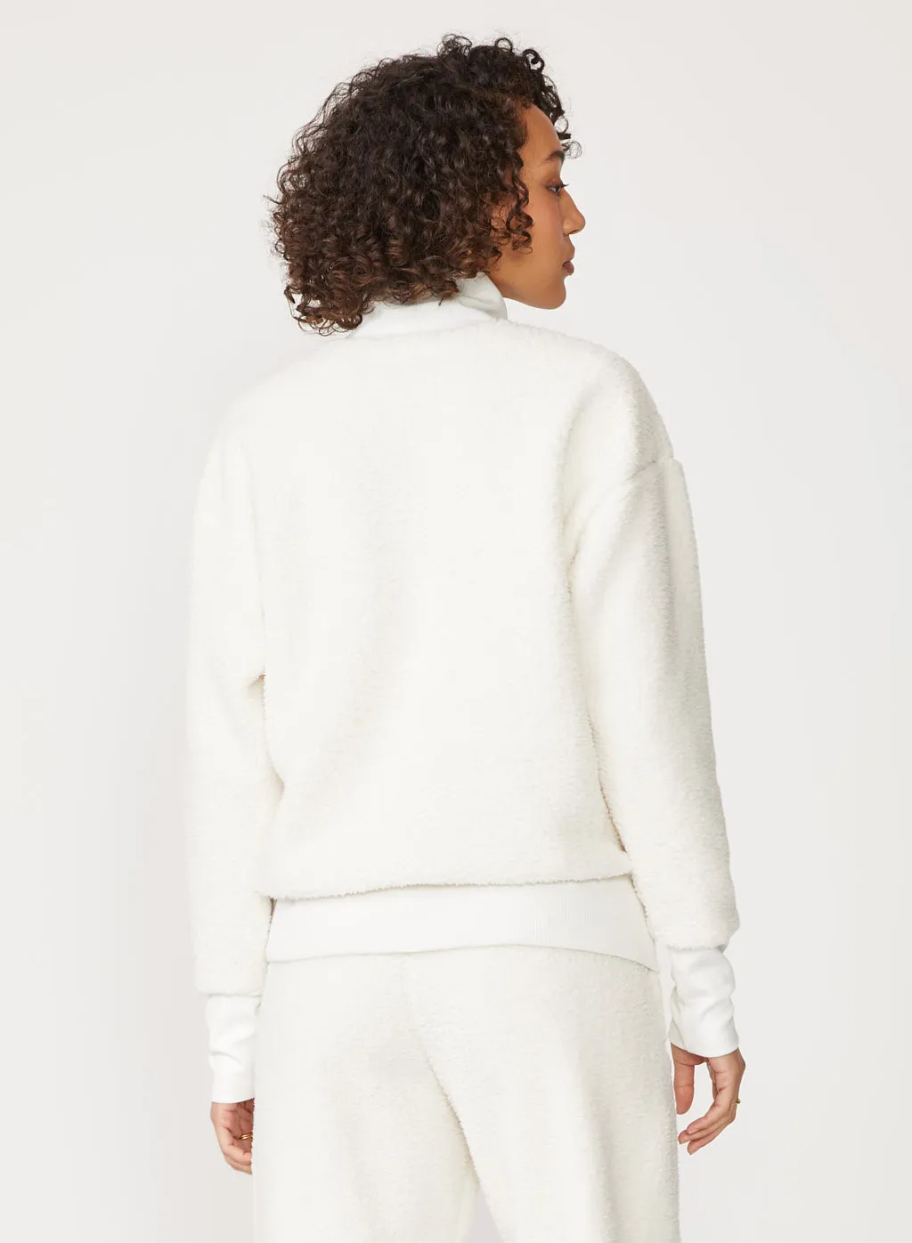 Double Faced Sherpa Long Sleeve Mock Neck Top in Cream sold by Stateside product image thumbnail 3