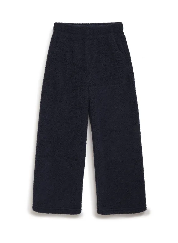 Double Faced Sherpa Palazzo Pant in New Navy sold by Stateside
