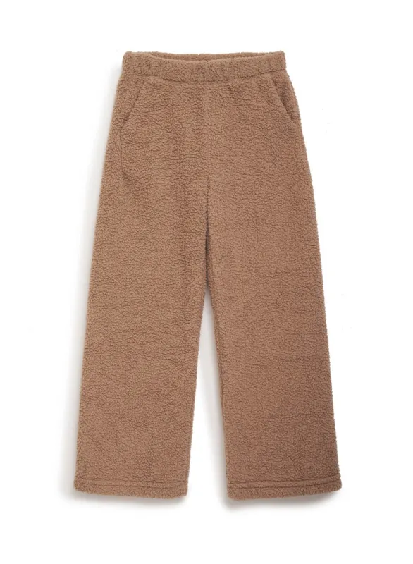 Double Faced Sherpa Palazzo Pant in Mocha made by Stateside