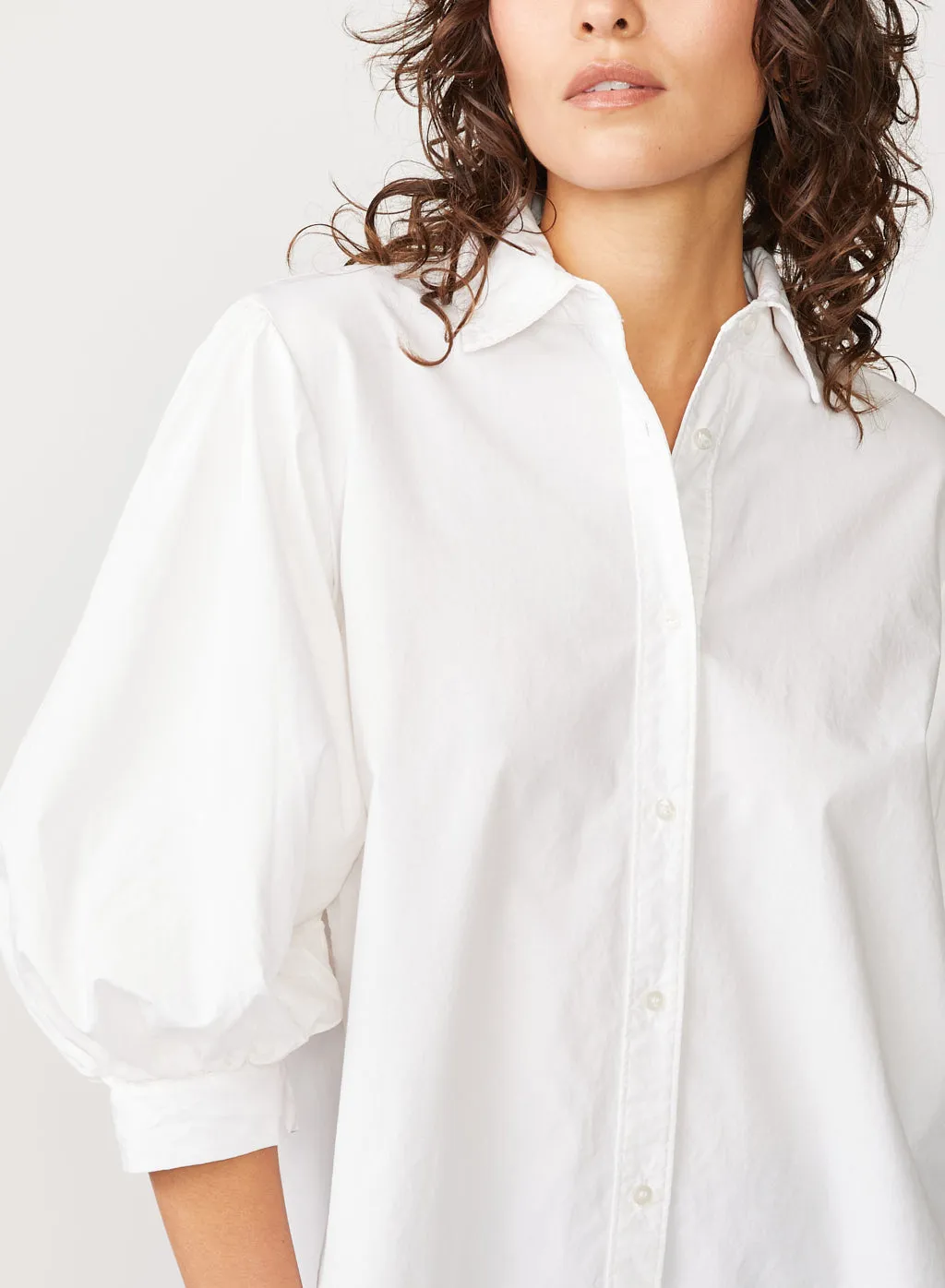 Structured Poplin Puff Sleeve Shirt in White sold by Stateside product image thumbnail 3
