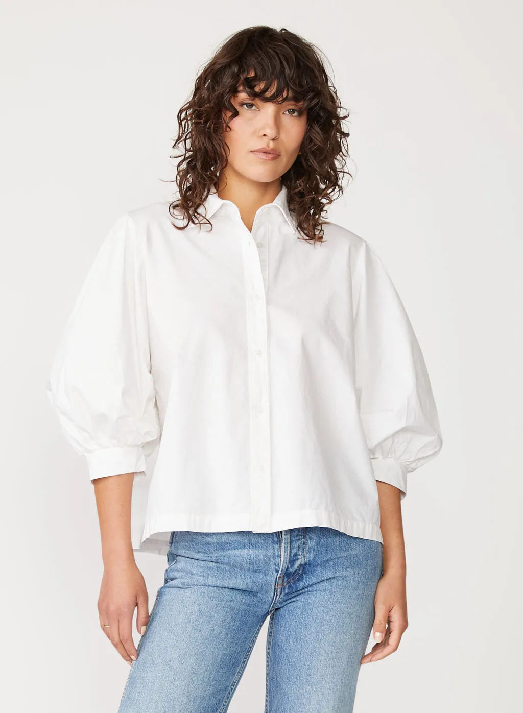 Structured Poplin Puff Sleeve Shirt in White sold by Stateside product image thumbnail 2