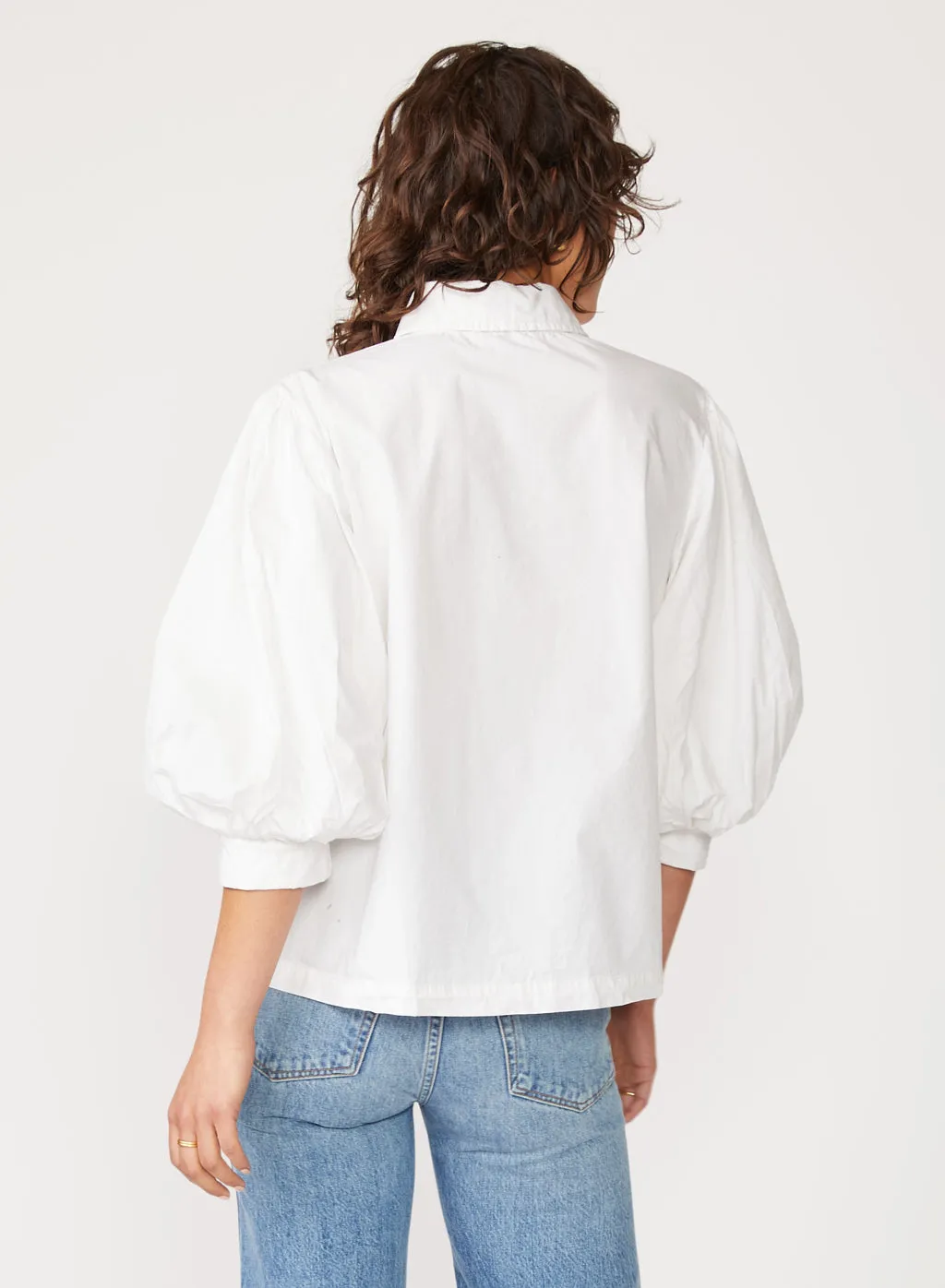 Structured Poplin Puff Sleeve Shirt in White sold by Stateside product image thumbnail 5