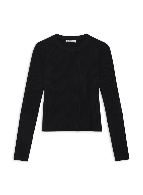 Luxe Thermal Long Sleeve Scoop Neck in Black made by Stateside