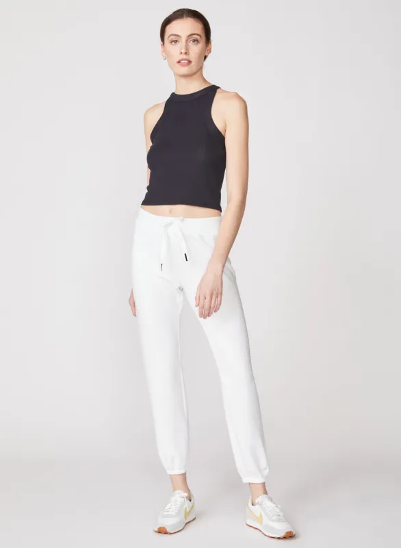 Softest Fleece Drawstring Sweatpant in White made by Stateside