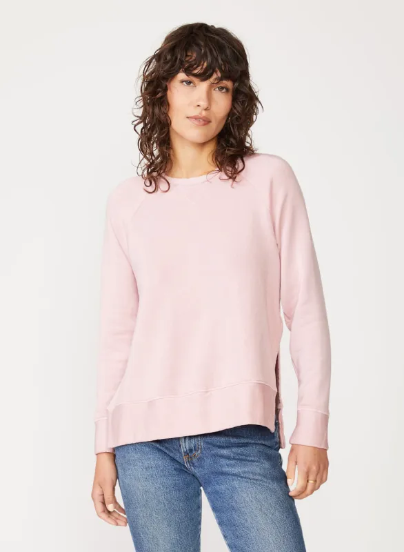 Softest Fleece Raglan Side Slit Sweatshirt in Chalk Pink sold by Stateside