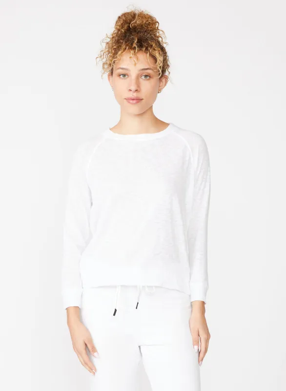 Supima Slub Jersey Sweatshirt Tee in White sold by Stateside