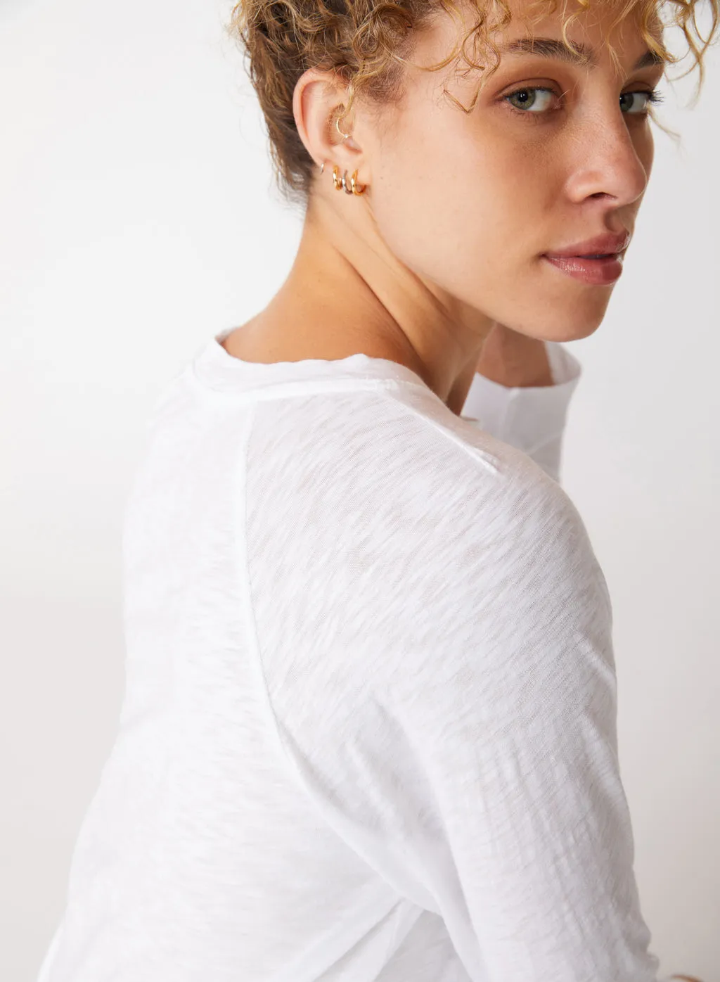 Supima Slub Jersey Sweatshirt Tee in White sold by Stateside product image thumbnail 5